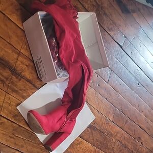 JustFab Red Over the Knee Boots
